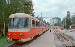 תחנת רכבת סטארי סמוקובץ. מערך מדגם הישן ČSD Class EMU 89.0 (אנ')